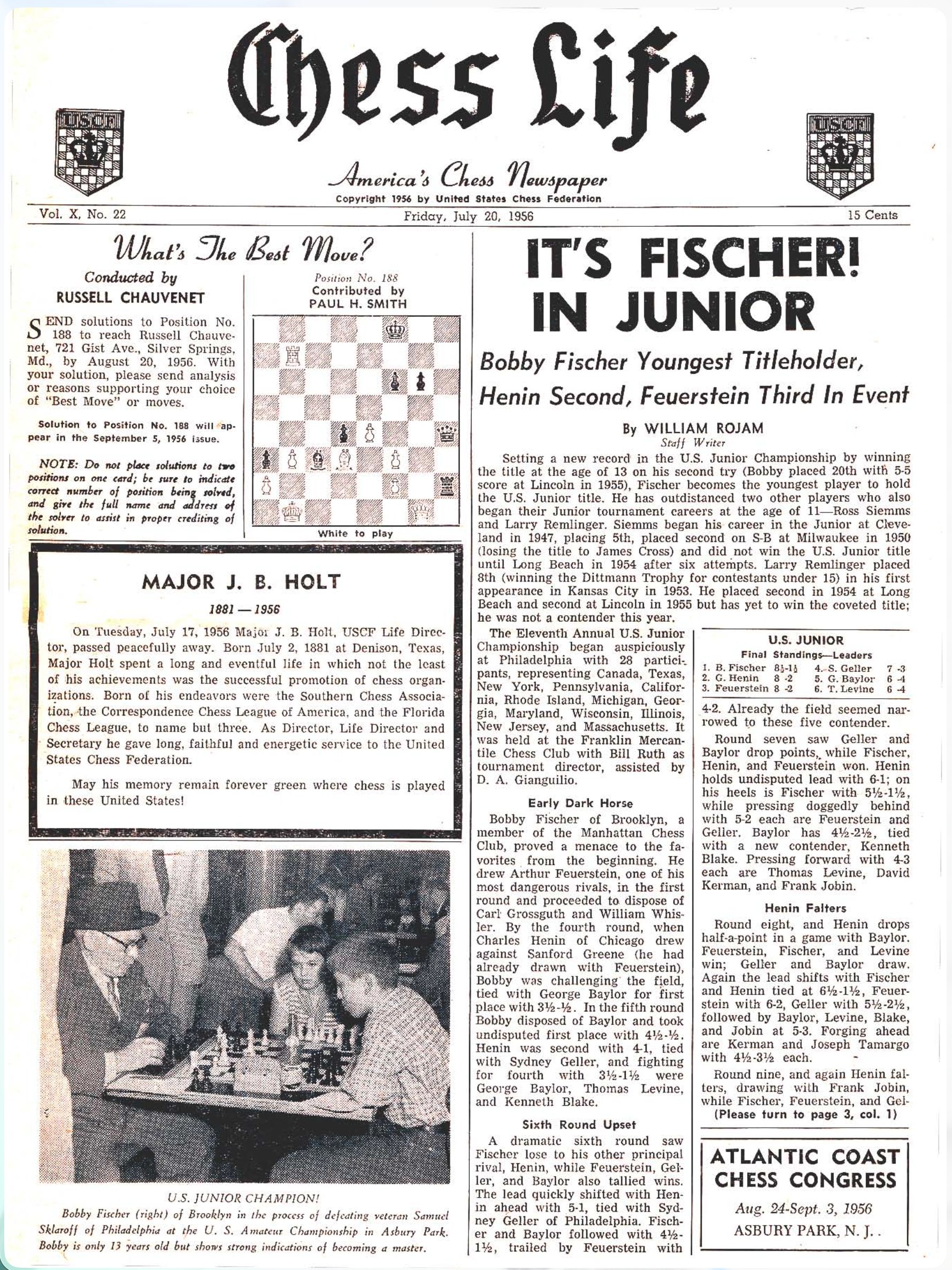 Fischer wins US Junior Titel at age 13